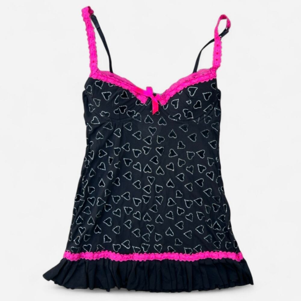 Rampage Intimates Vintage Heart Lingerie Ruffle Babydoll